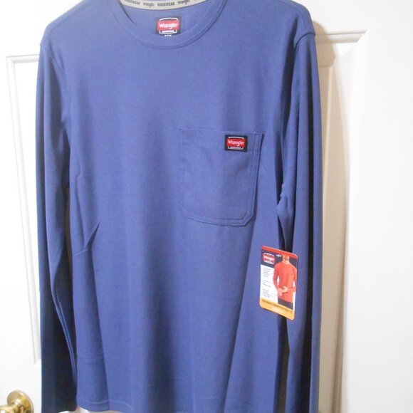 NEW Men's LS Wrangler Performance Workwear Pocket Tee size S 34-36 Blue 👨 - Picture 7 of 9